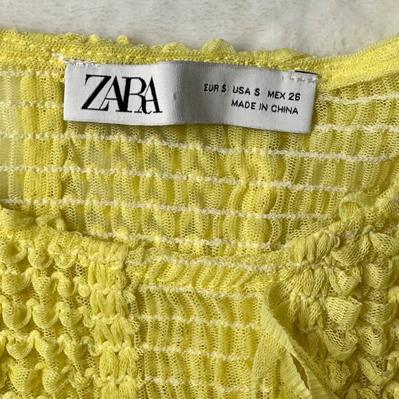 Zara Womens Shirt SZ S Yellow Shaggy fringe Tassel Fuzzy Artzycore - Picture 3 of 7